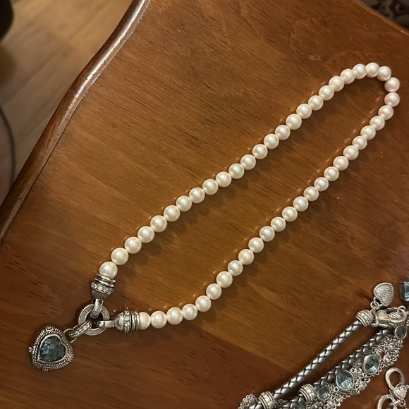 💙Judith Ripka vintage double sided blue topaz heart shaped pendant - Picture 7 of 11